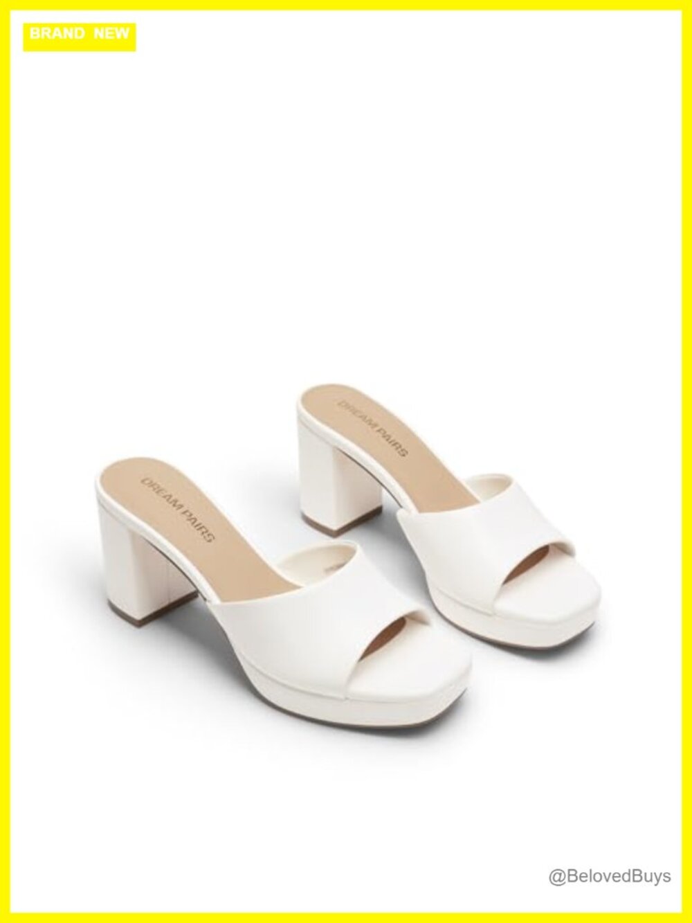 Women's Faux Leather Platform Block Heel Mule Sandals Slip On Square Toe Summer - Picture 4 of 6